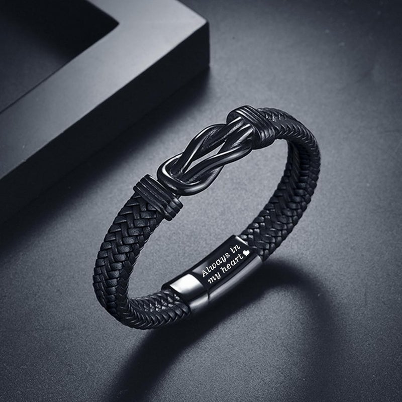 YOUFENG Urn Bracelet for Human Ashes Leather Cremation Knot Cross Bracelet Stainless Steel Keepsake Cuff Bangle Jewelry for Men - Image 4